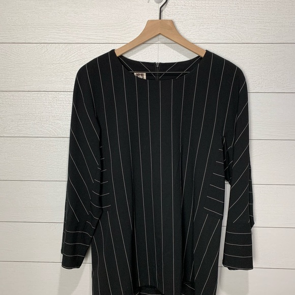 Anne Klein Black Striped Top Size 12 - Picture 6 of 14